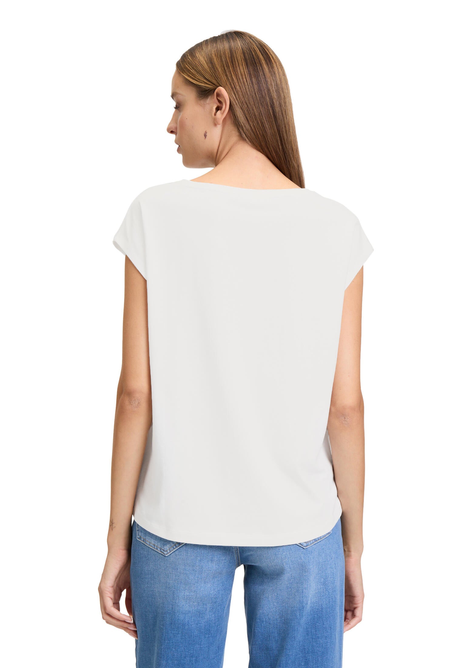 T-Shirt aus Baumwollmix - 1014-Offwhite - Weiß