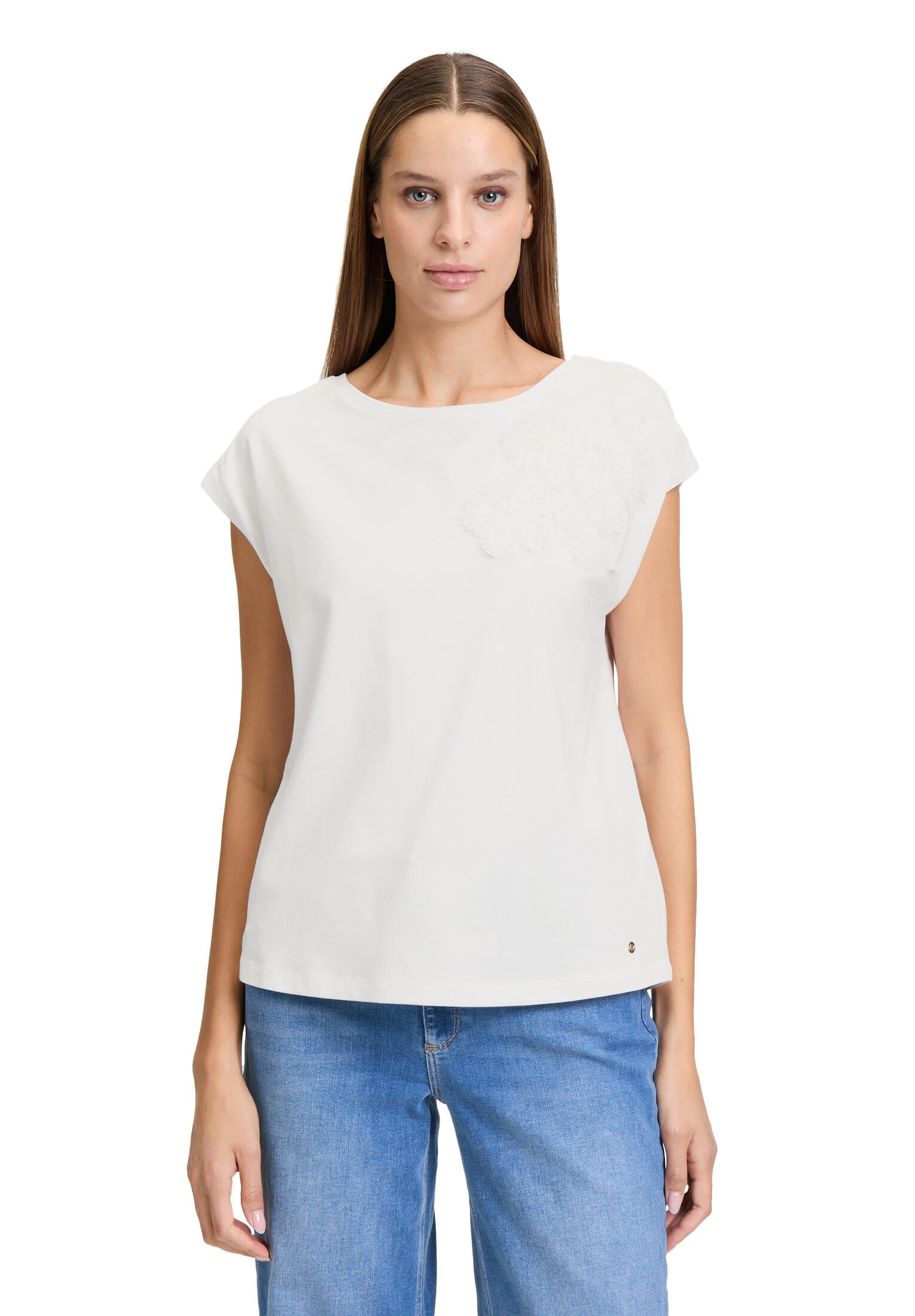 T-Shirt aus Baumwollmix - 1014-Offwhite - Weiß