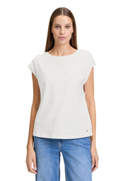 T-Shirt aus Baumwollmix - 1014-Offwhite - Weiß