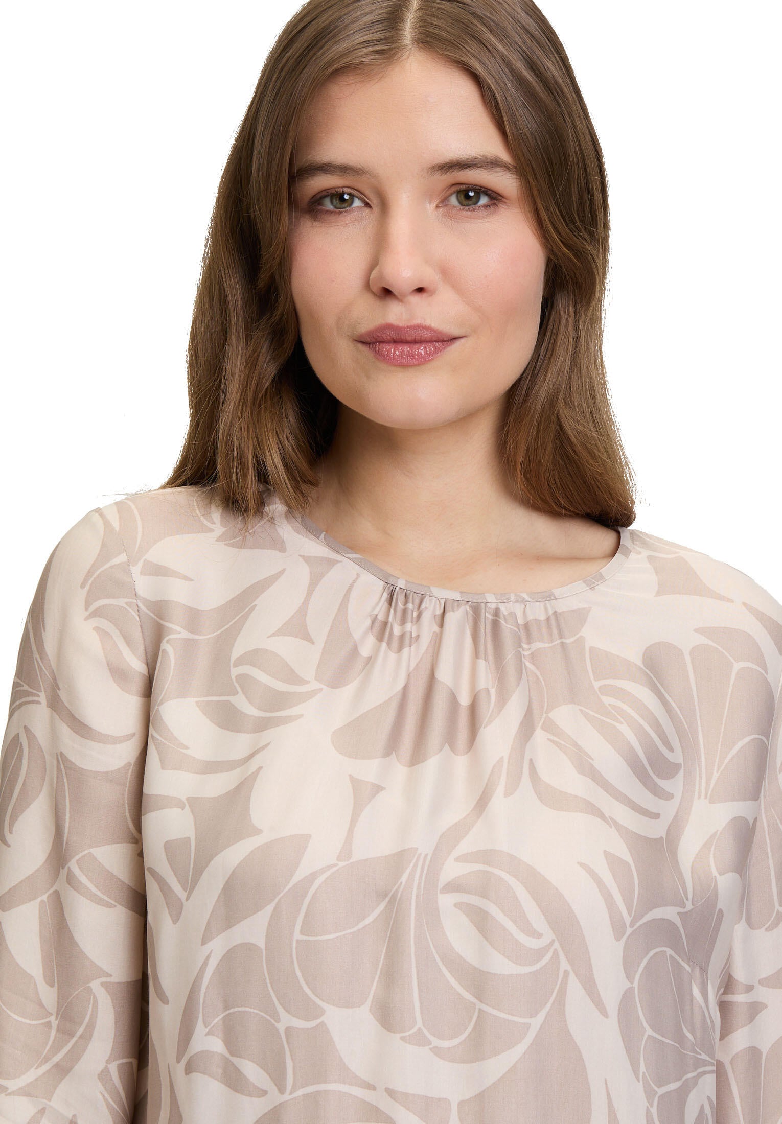 Sommerkleid Mini aus Viskose - 7846-Taupe/Red - Beige