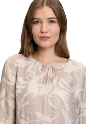 Sommerkleid Mini aus Viskose - 7846-Taupe/Red - Beige