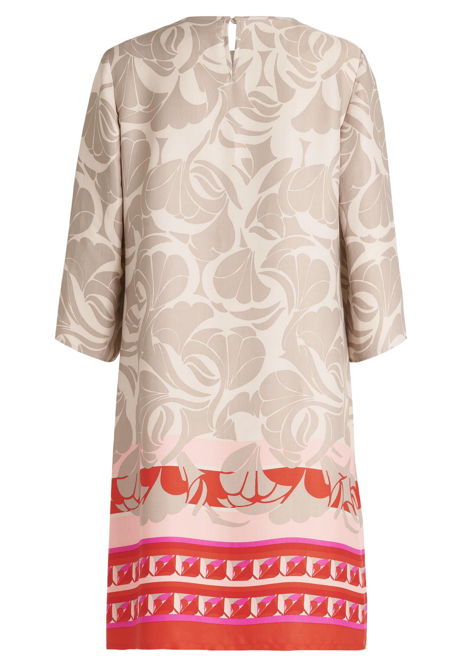 Sommerkleid Mini aus Viskose - 7846-Taupe/Red - Beige