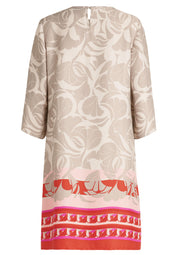 Sommerkleid Mini aus Viskose - 7846-Taupe/Red - Beige