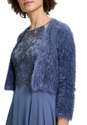 Strickbolero mit Dreiviertelarm - 8454-Blue Stone - Blau