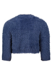 Strickbolero mit Dreiviertelarm - 8454-Blue Stone - Blau