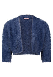 Strickbolero mit Dreiviertelarm - 8454-Blue Stone - Blau
