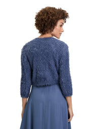 Strickbolero mit Dreiviertelarm - 8454-Blue Stone - Blau