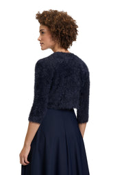 Strickbolero mit Dreiviertelarm - 8541-Night Sky - Blau