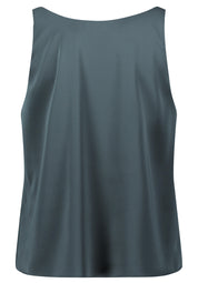 Satin-Tanktop mit V-Ausschnitt - 5605-Grey Olive - Grün