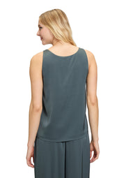 Satin-Tanktop mit V-Ausschnitt - 5605-Grey Olive - Grün