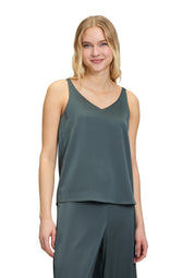 Satin-Tanktop mit V-Ausschnitt - 5605-Grey Olive - Grün