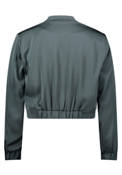 Satin-Blouson mit Stehkragen - 5605-Grey Olive - Grün
