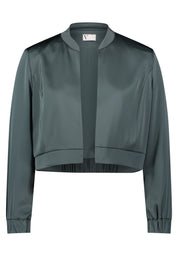 Satin-Blouson mit Stehkragen - 5605-Grey Olive - Grün