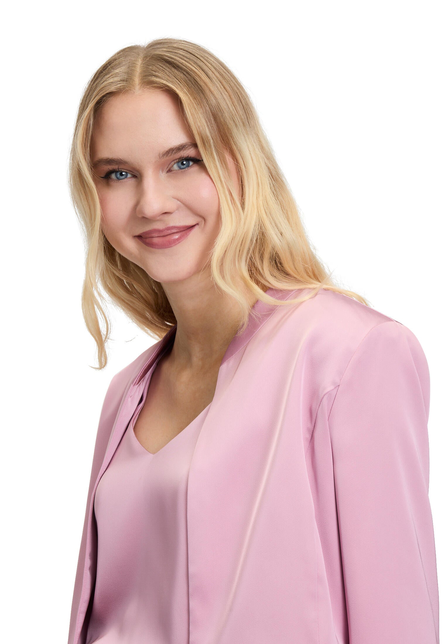 Satin-Blouson mit Stehkragen - 6045-Peony Blush - Pink