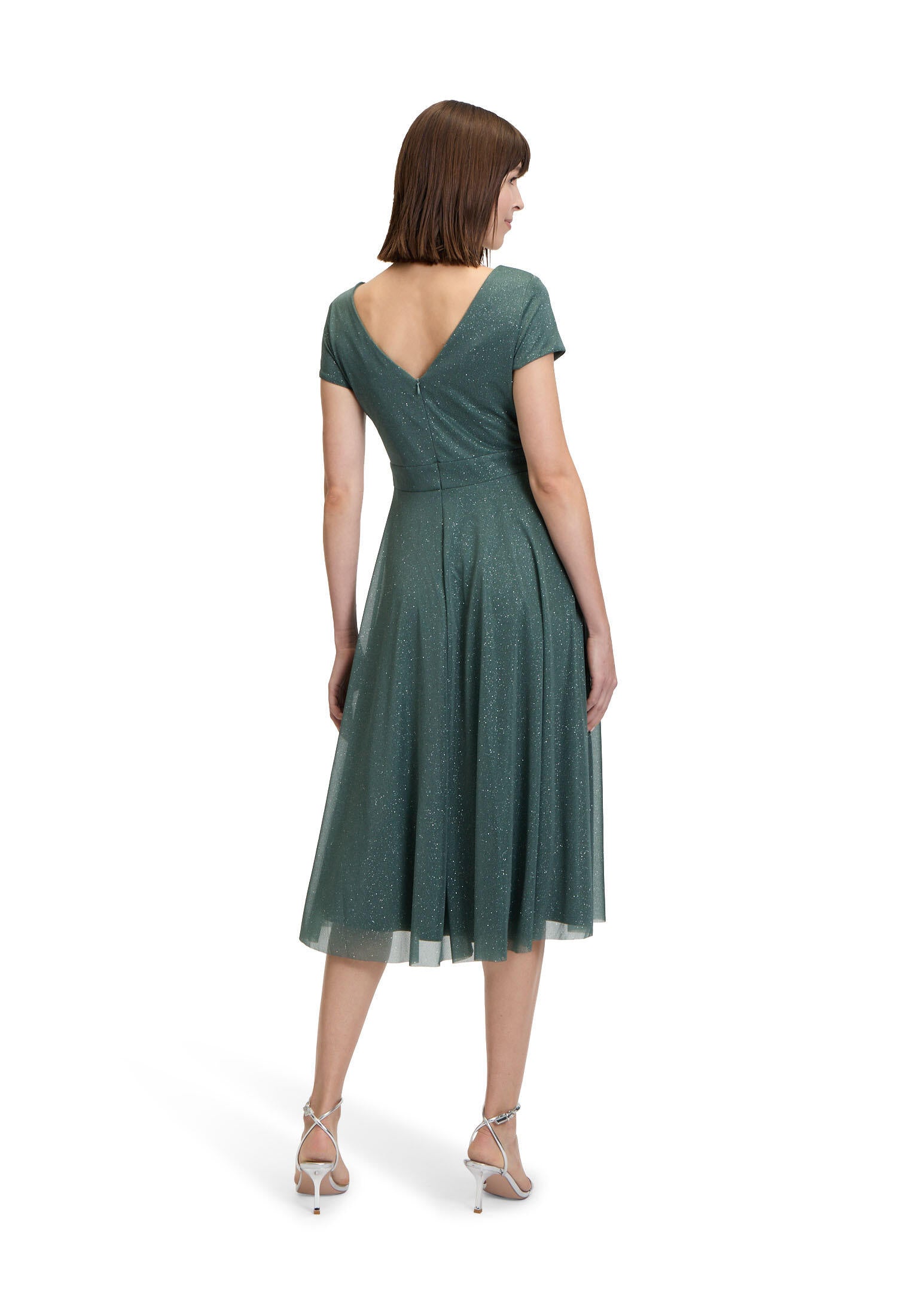 Cocktailkleid Mini - 5899-Dark Green/Grey - Grün