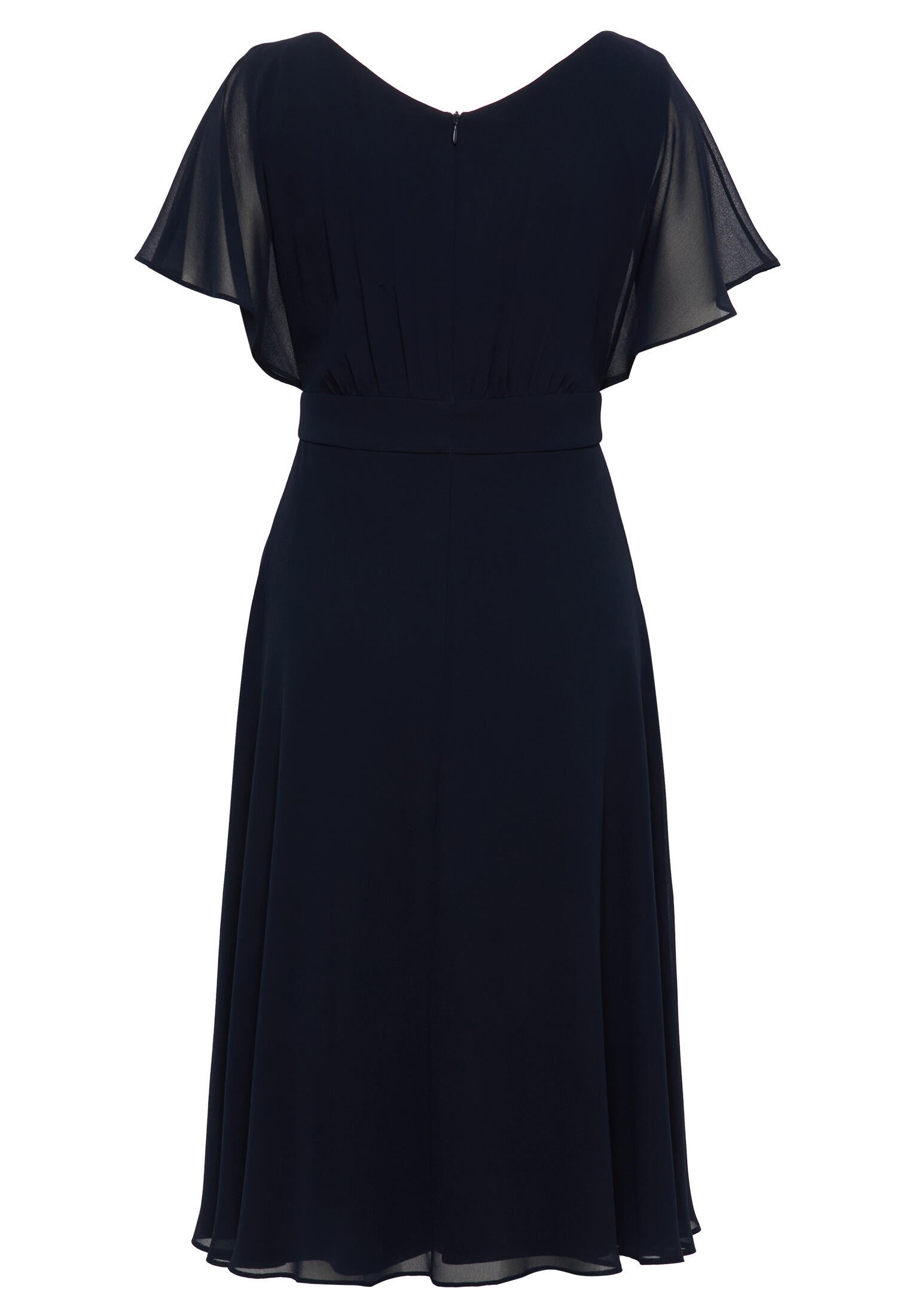Chiffon-Cocktailkleid mit Volantärmeln - 8541-Night Sky - Blau