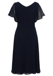 Chiffon-Cocktailkleid mit Volantärmeln - 8541-Night Sky - Blau