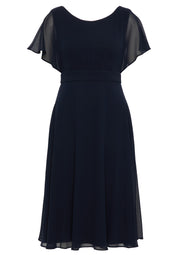 Chiffon-Cocktailkleid mit Volantärmeln - 8541-Night Sky - Blau