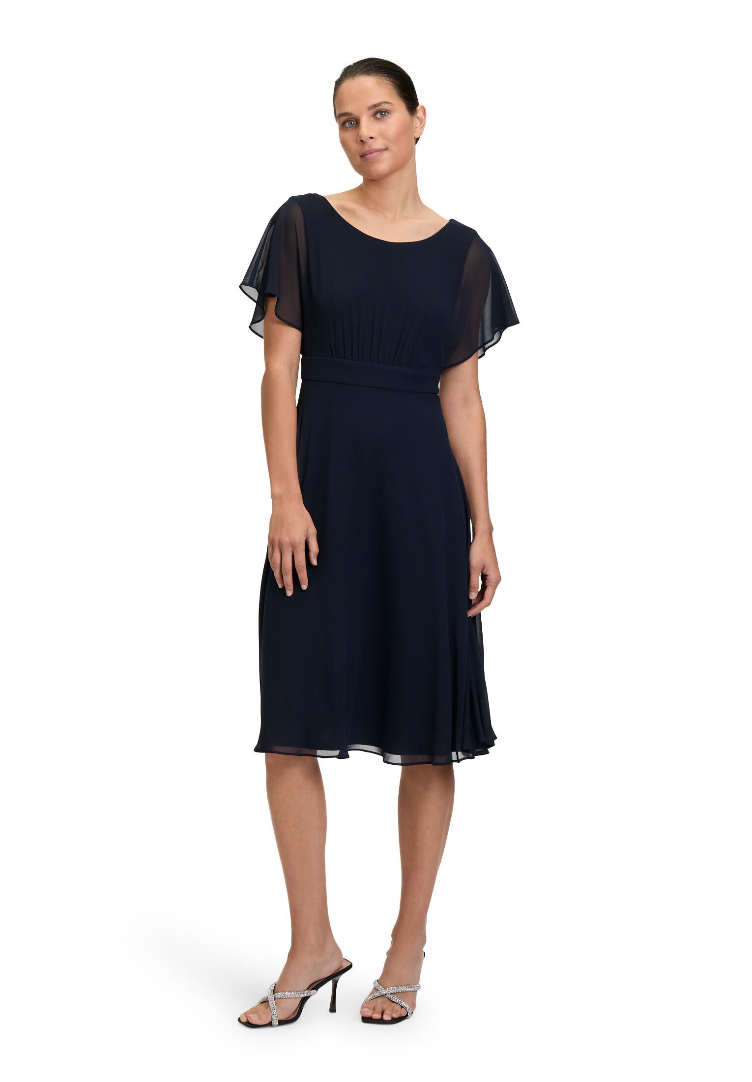 Chiffon-Cocktailkleid mit Volantärmeln - 8541-Night Sky - Blau