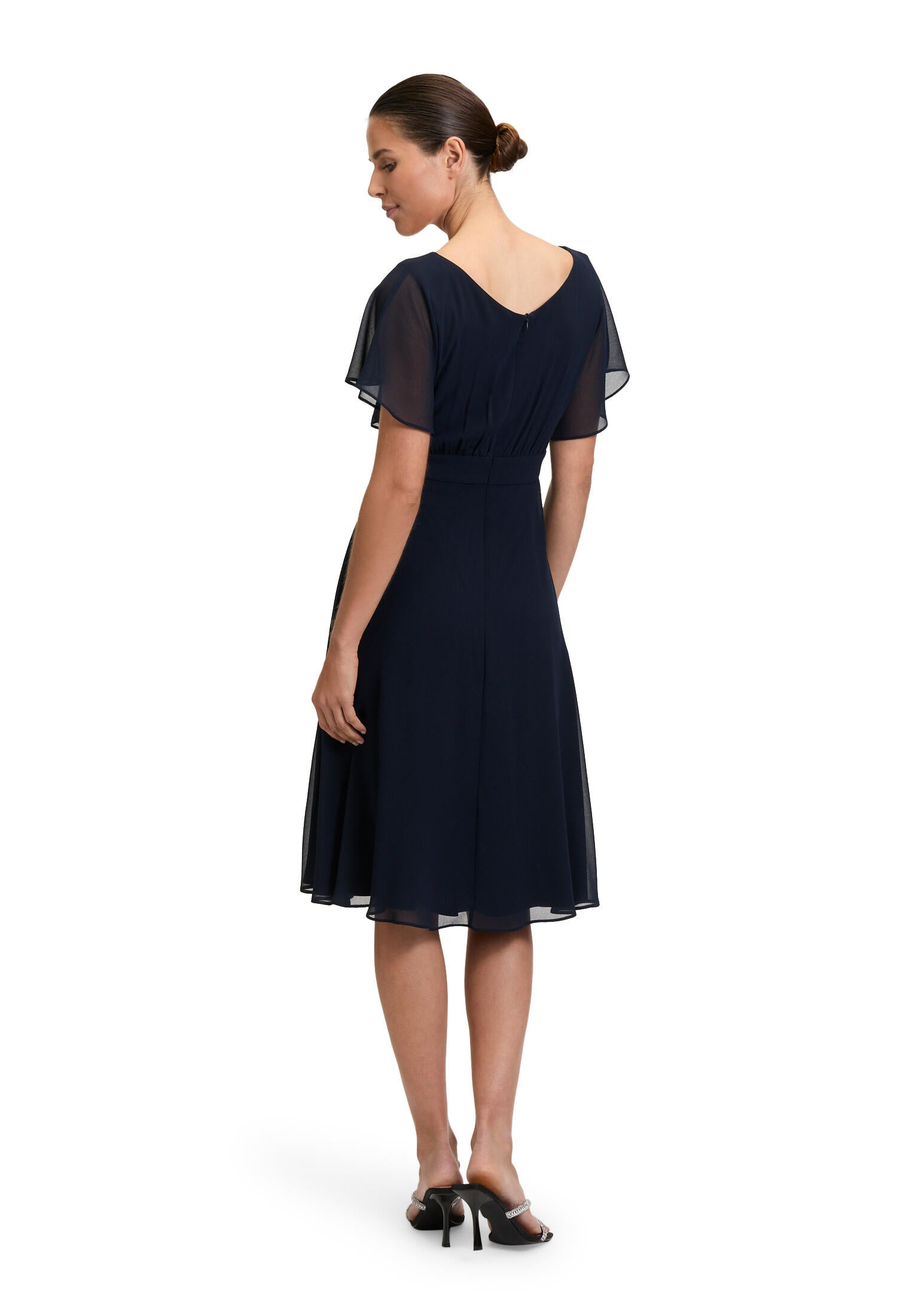 Chiffon-Cocktailkleid mit Volantärmeln - 8541-Night Sky - Blau