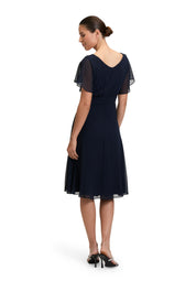 Chiffon-Cocktailkleid mit Volantärmeln - 8541-Night Sky - Blau