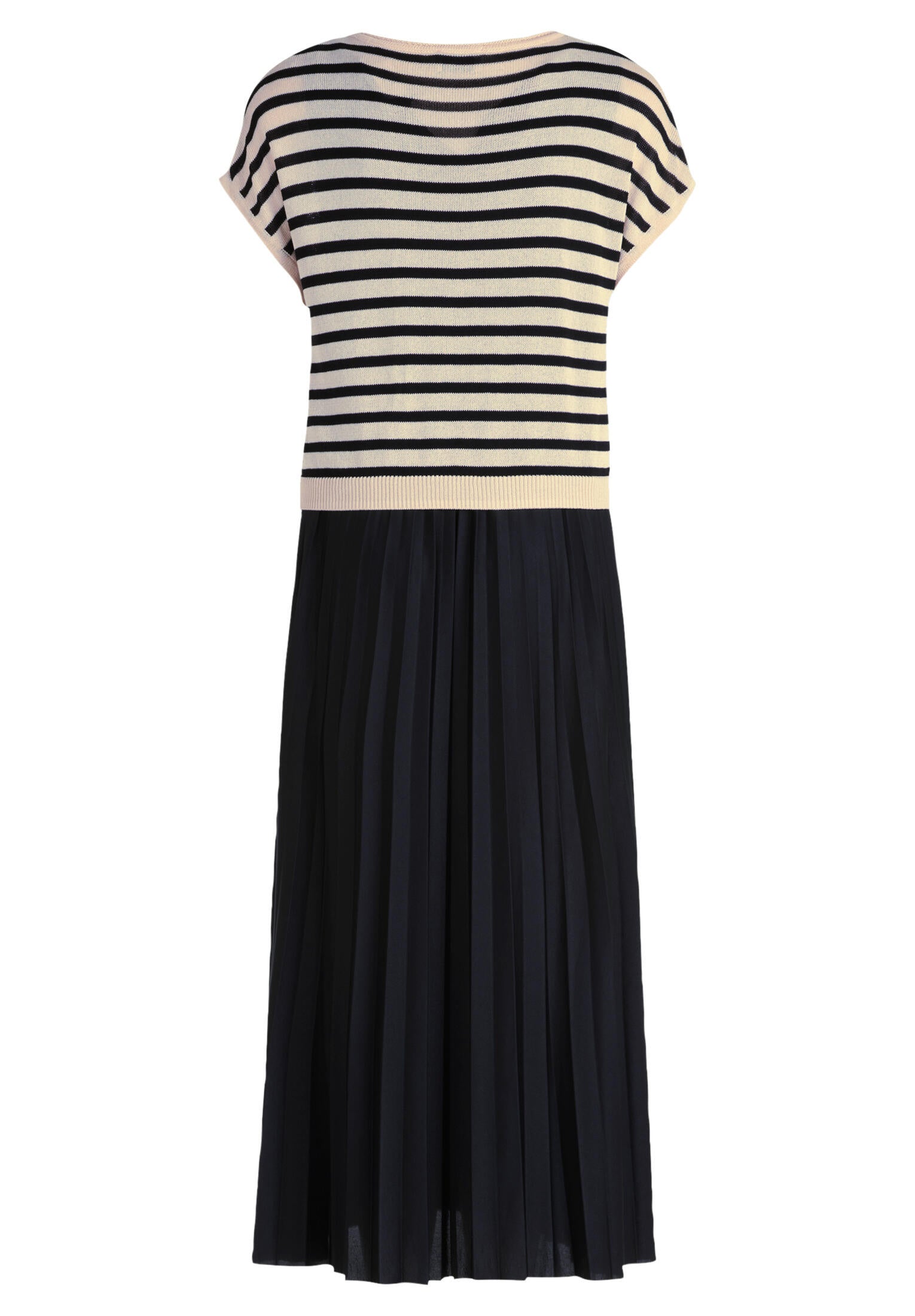 Freizeitkleid Midi gestreift - 9914-Patch Black/Nature - Schwarz