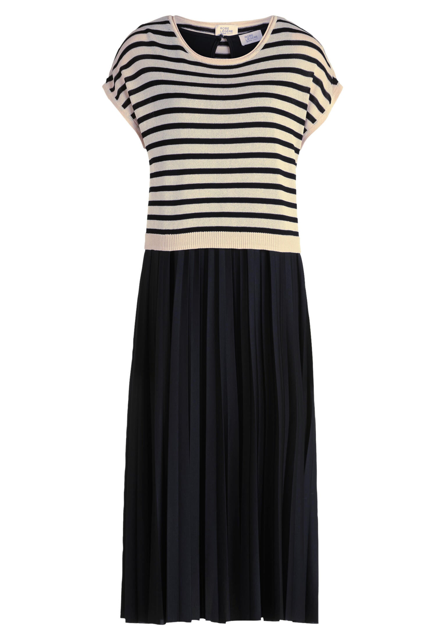 Freizeitkleid Midi gestreift - 9914-Patch Black/Nature - Schwarz