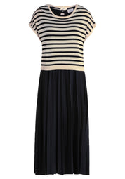 Freizeitkleid Midi gestreift - 9914-Patch Black/Nature - Schwarz