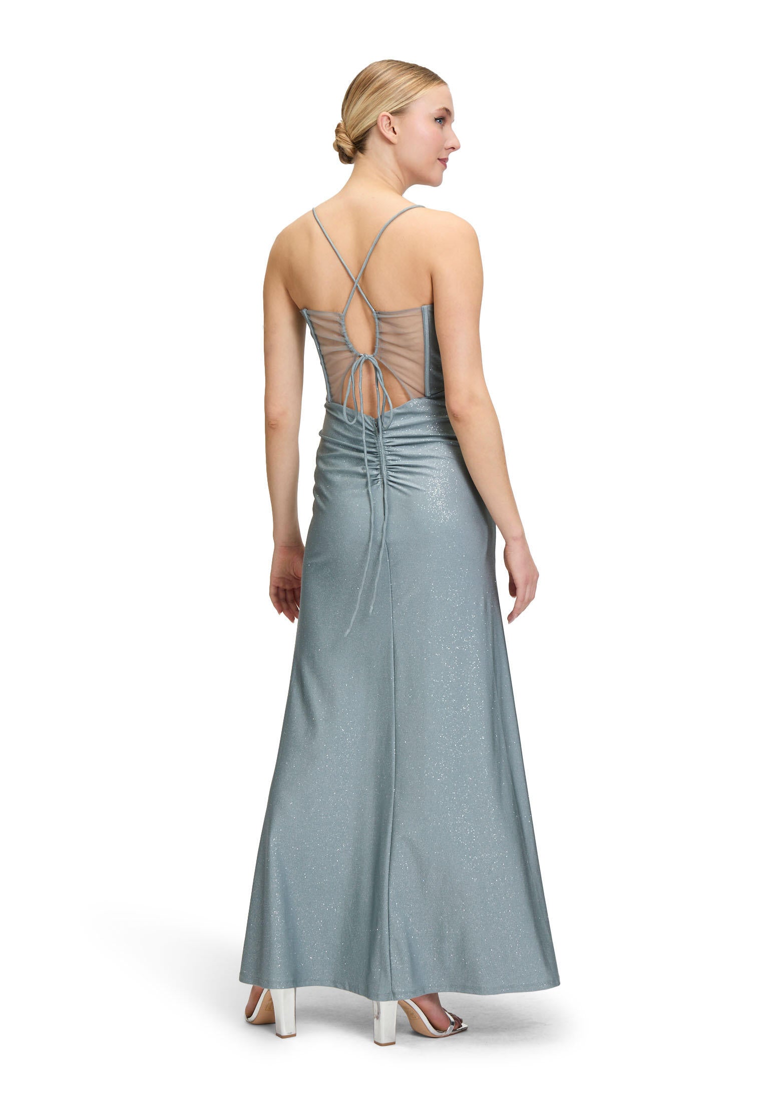 Abendkleid Maxi - 8892-Blue/Silver - Blau