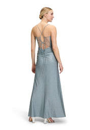 Abendkleid Maxi - 8892-Blue/Silver - Blau