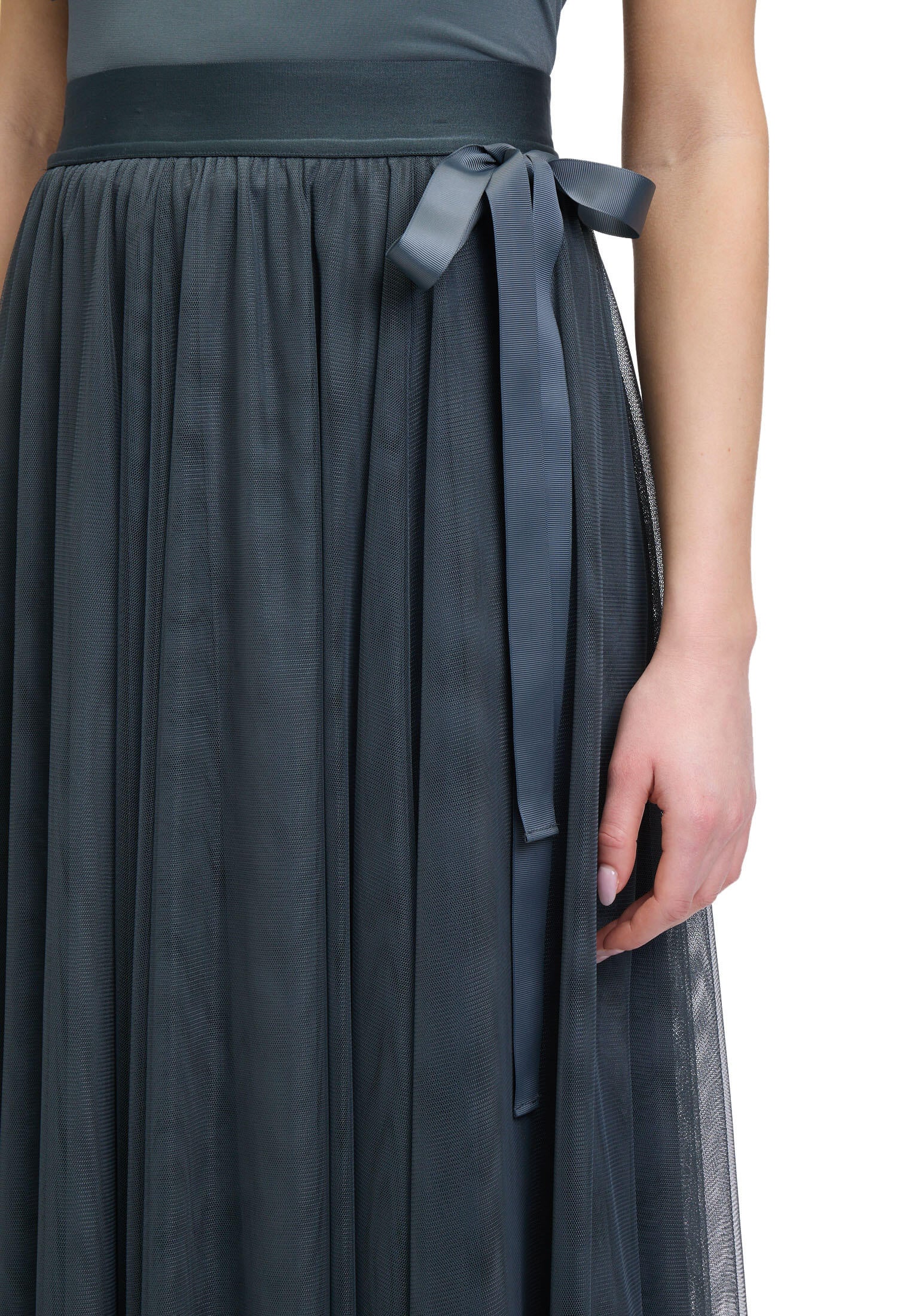 Tüllrock Midi mit Schleife - 5605-Grey Olive - Grün