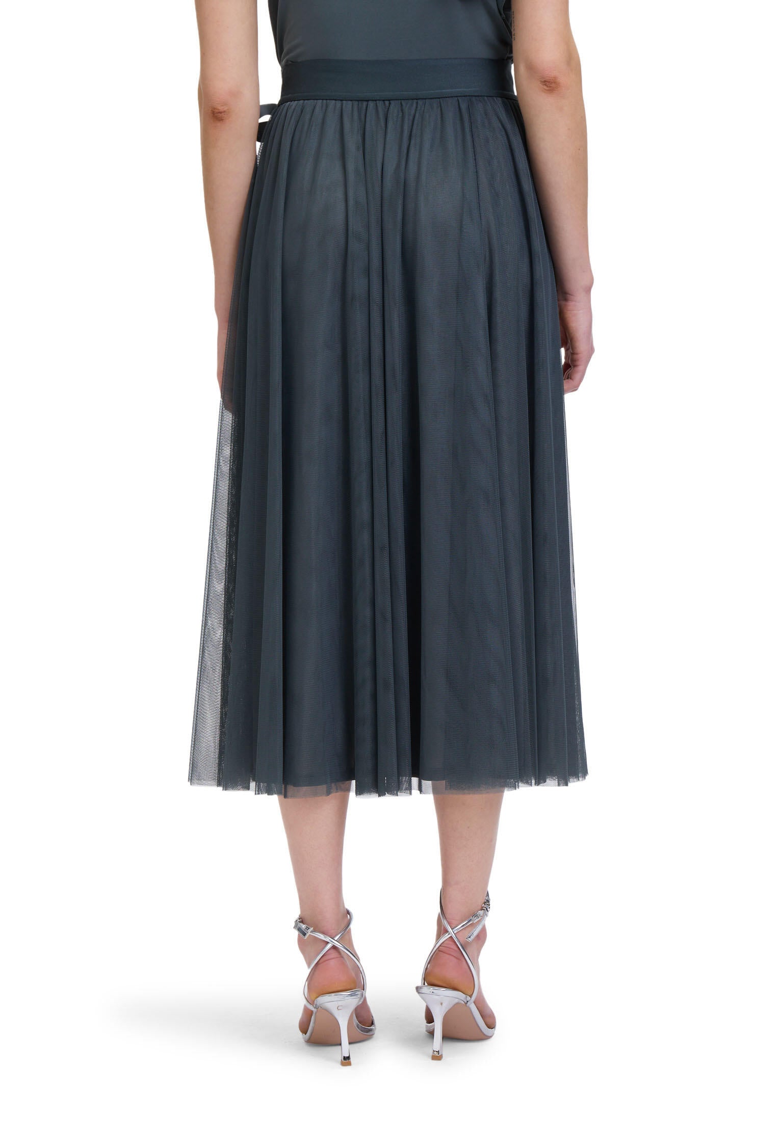 Tüllrock Midi mit Schleife - 5605-Grey Olive - Grün