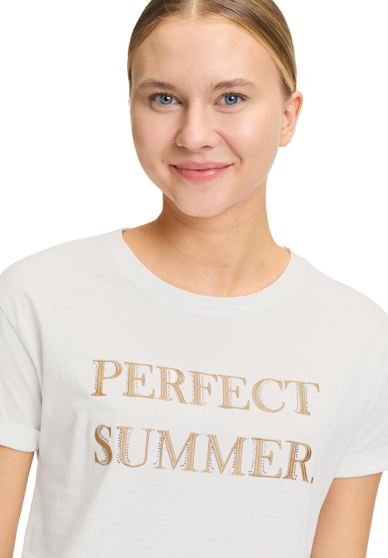 T-Shirt aus Baumwolle - 1876-Cream/Taupe - Weiß