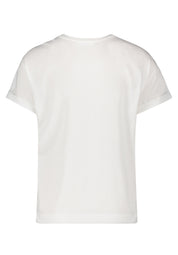 T-Shirt aus Baumwolle - 1876-Cream/Taupe - Weiß