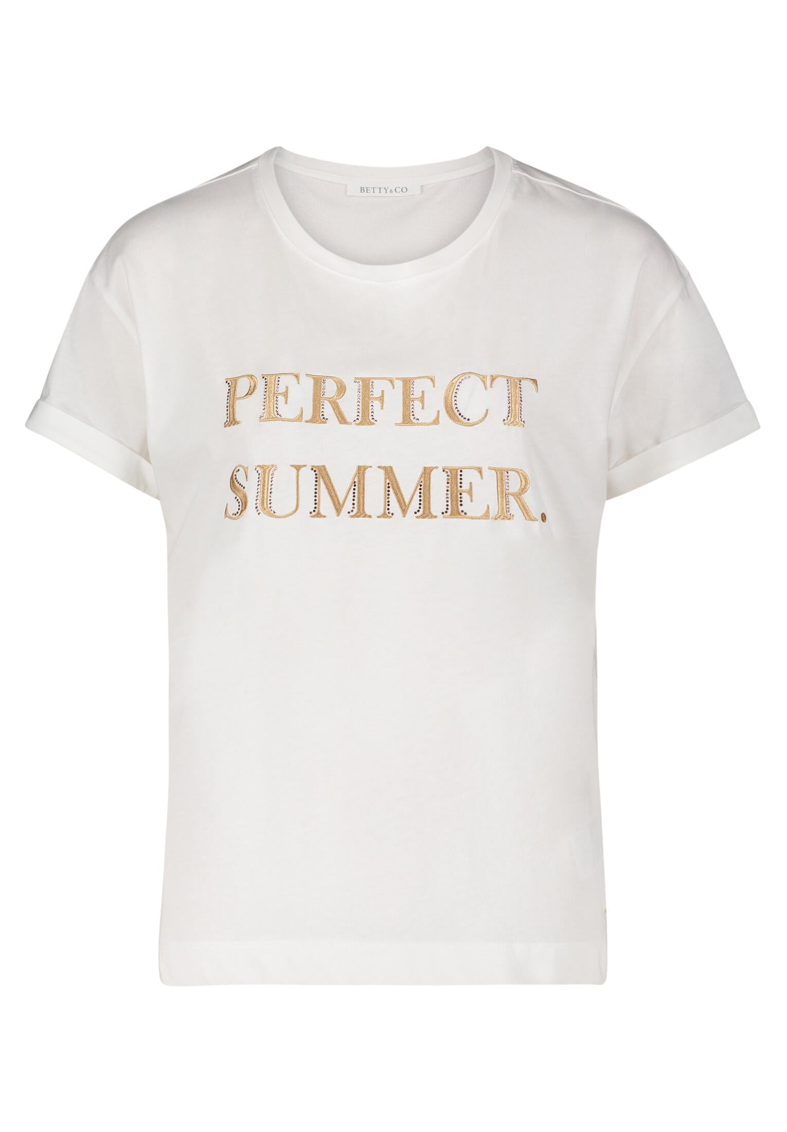 T-Shirt aus Baumwolle - 1876-Cream/Taupe - Weiß