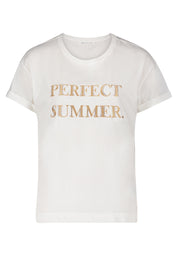 T-Shirt aus Baumwolle - 1876-Cream/Taupe - Weiß