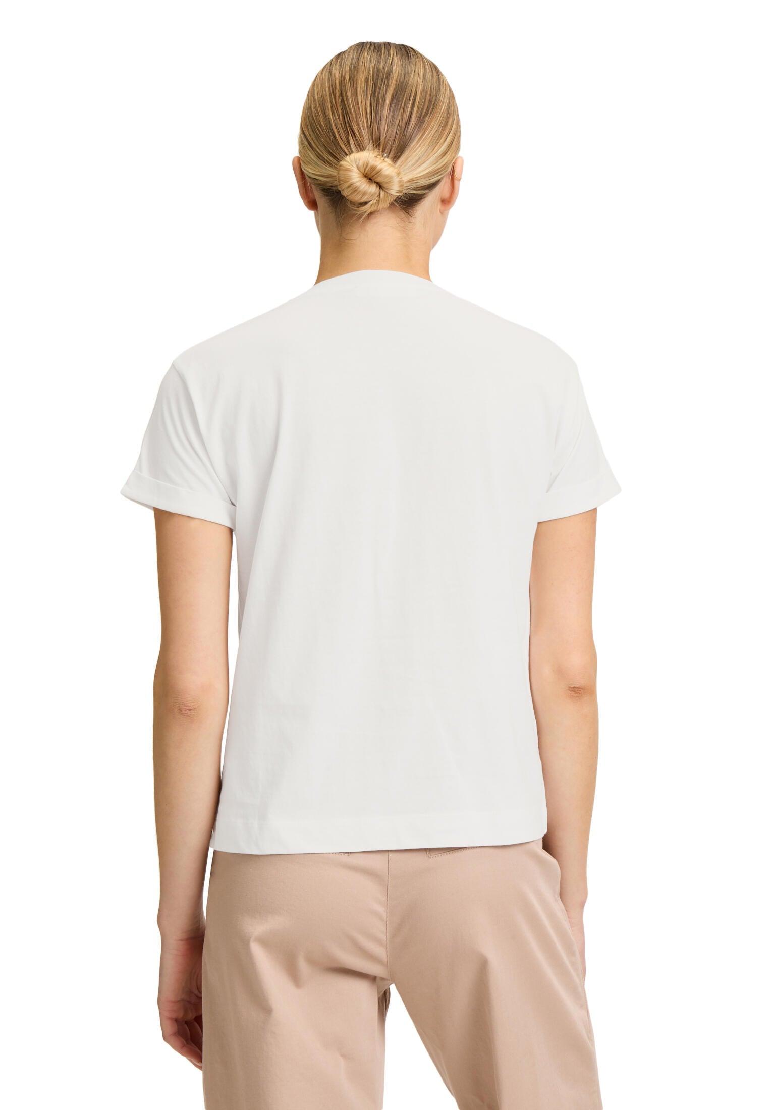 T-Shirt aus Baumwolle - 1876-Cream/Taupe - Weiß