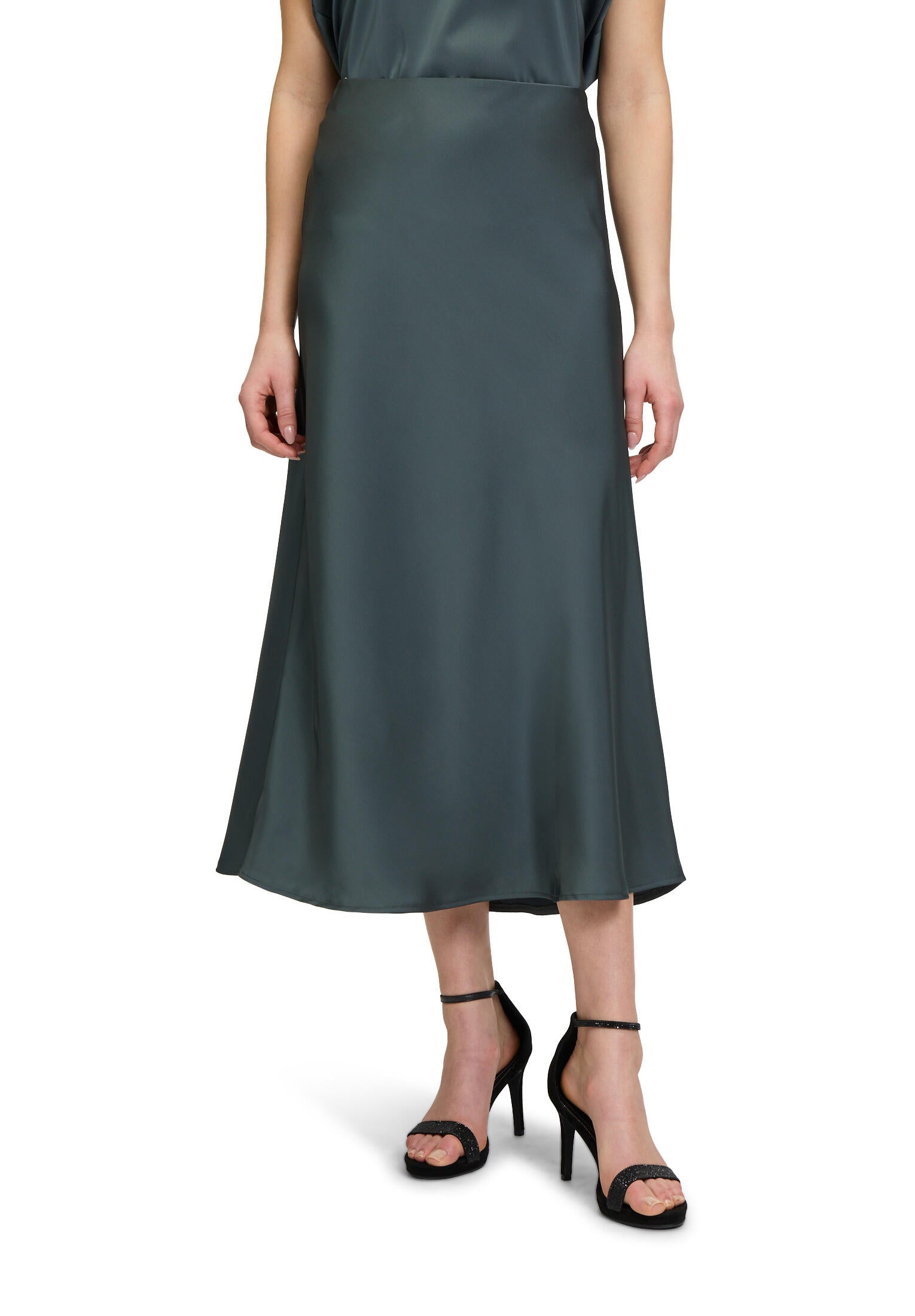 Satinrock Midi - 5605-Grey Olive - Grün