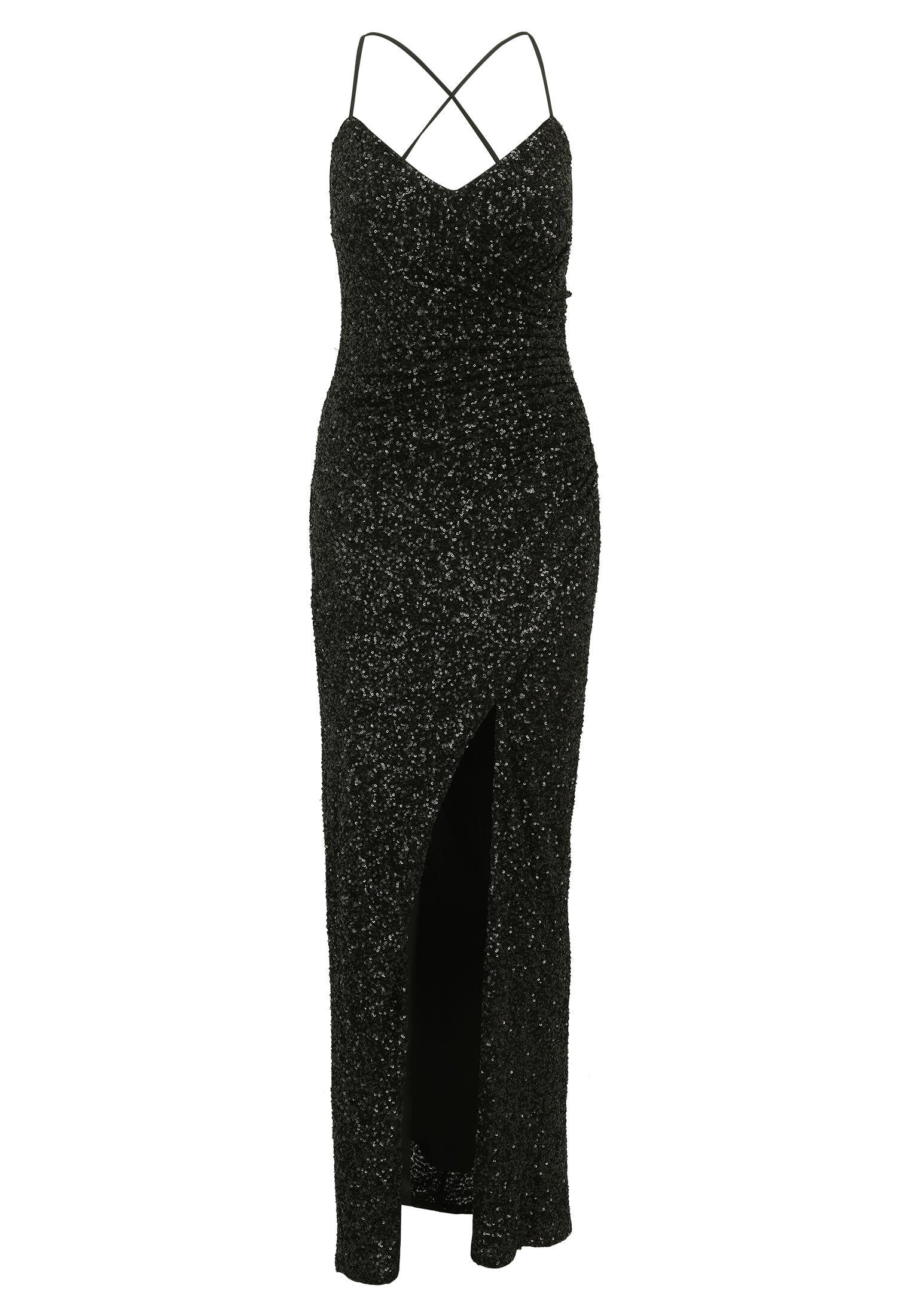 Abendkleid mit Pailletten - 9045-Black - Schwarz