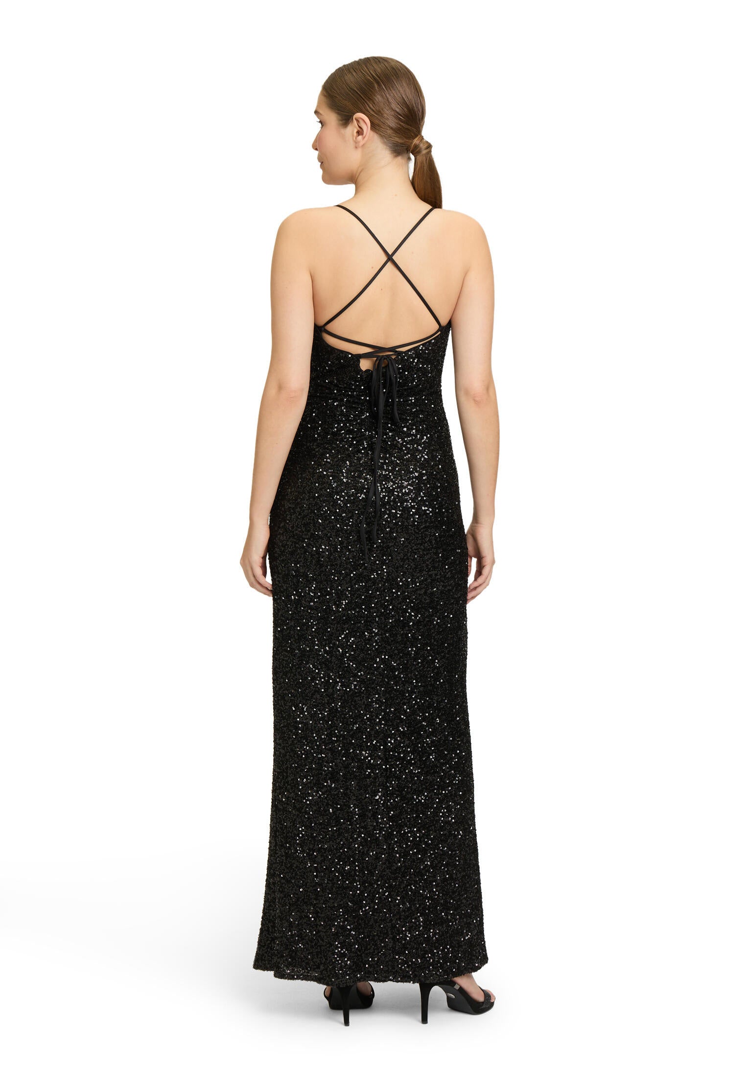 Abendkleid mit Pailletten - 9045-Black - Schwarz