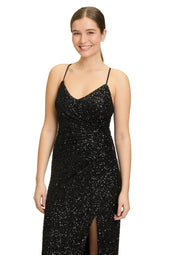 Abendkleid mit Pailletten - 9045-Black - Schwarz