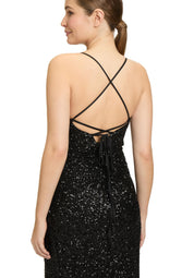 Abendkleid mit Pailletten - 9045-Black - Schwarz
