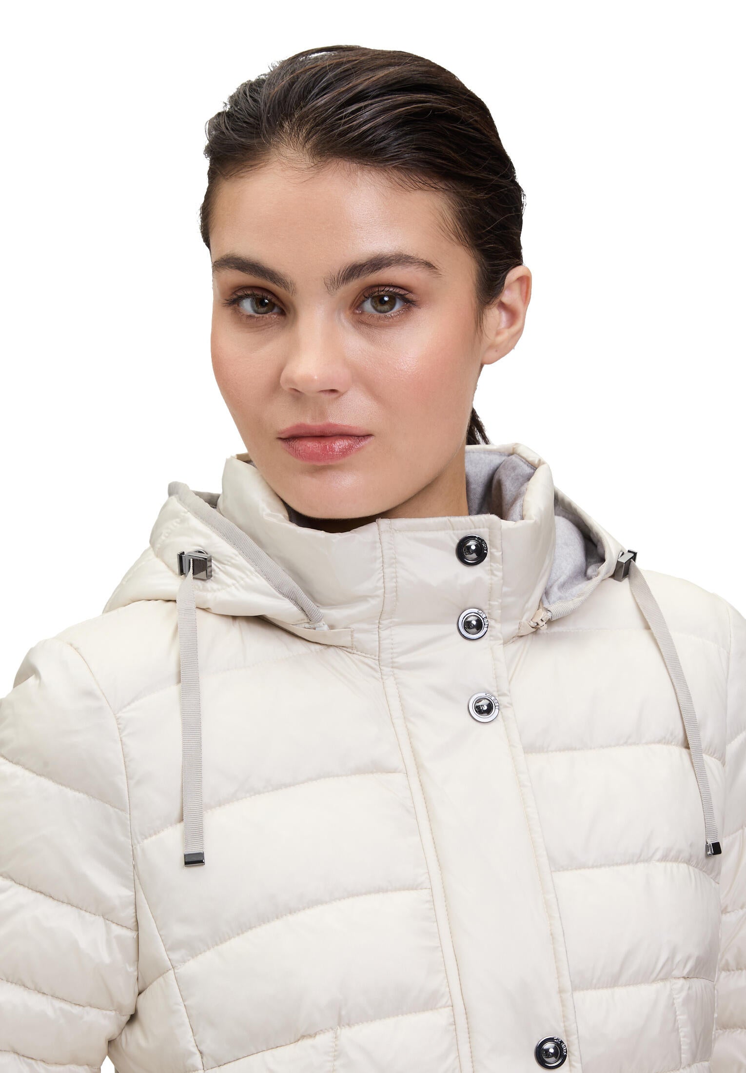 Steppjacke mit Kapuze - 1158-Pearl Cream - Creme