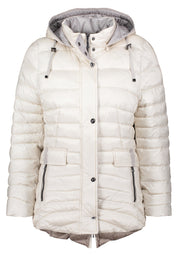 Steppjacke mit Kapuze - 1158-Pearl Cream - Creme