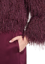 Bomberjacke mit Fransen - 4715-Deep Dahlia - Rot