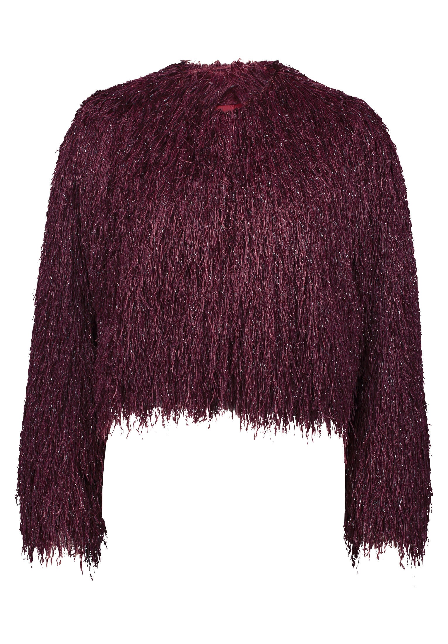 Bomberjacke mit Fransen - 4715-Deep Dahlia - Rot