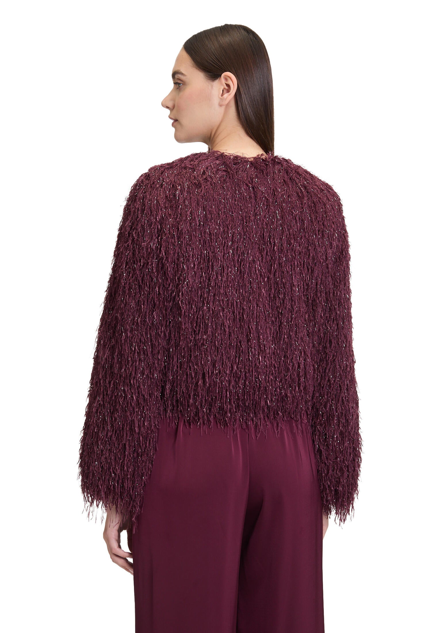 Bomberjacke mit Fransen - 4715-Deep Dahlia - Rot