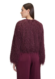 Bomberjacke mit Fransen - 4715-Deep Dahlia - Rot