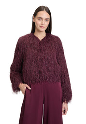 Bomberjacke mit Fransen - 4715-Deep Dahlia - Rot