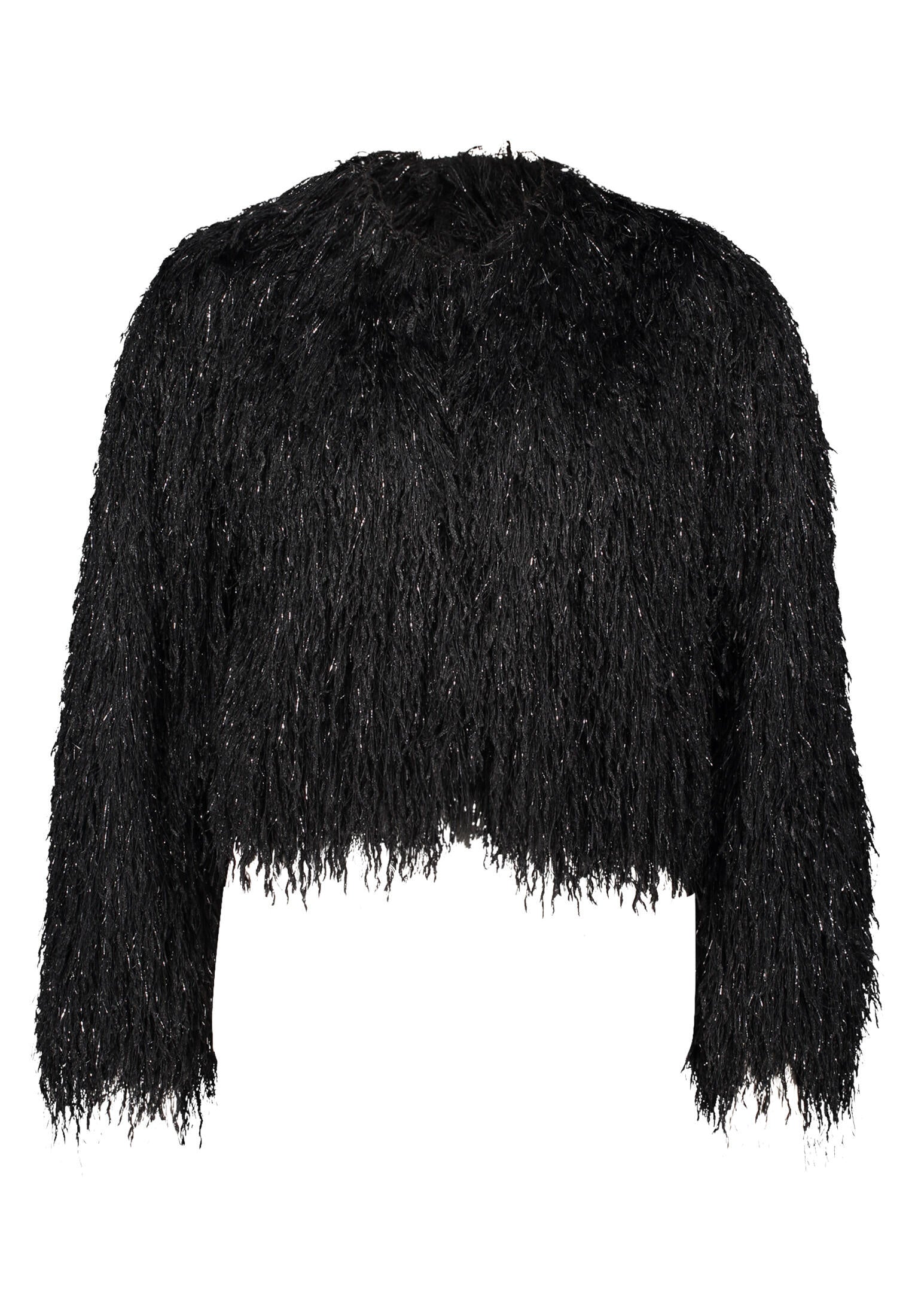 Bomberjacke mit Fransen - 9045-Black - Schwarz